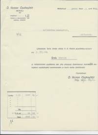 D. Ikonen Oy Mikkeli 1924-  firmalomake