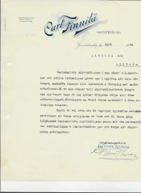 Carl Finnilä Ab, Gamla Karleby 1923 -  firmalomake