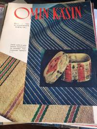 Omin Käsin 1/1962 pellavaa ja pistoja, ketjuvirkkaus, paperi-innoittava materiaali makua ja kätevyyttä kehitettäessä