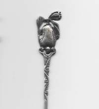 Figuriini hedelmä coctail tikku - vanhaa leimattua 0.900 sterling hopeaa