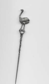 Figuriini kurki coctail tikku - vanhaa  0.900 sterling hopeaa