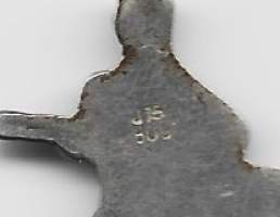 Figuriini kitaristi coctail tikku haarukka - vanhaa leimattua 0.900 sterling hopeaa