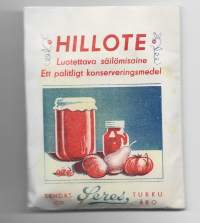 Hillote, luotettava säilömisaine - tuote-etiketti , täysi tuotepakkaus