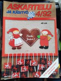 Askartelu ja Käsityö no 4/1992 tonttutyttö, vaneripunatulkut, yli 50 ideaa joulunajan askarteluun