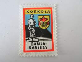 Kokkola - Gamlakarleby -Urheilutalo -kangasmerkki / matkailumerkki / hihamerkki / badge -pohjaväri valkoinen