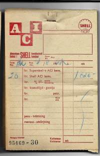 Shell huoltoasemakuitti 1962  - firmalomake  n 54 kpl nippu