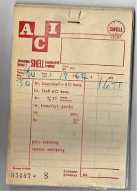 Shell huoltoasemakuitti 1962  - firmalomake  n 38 kpl nippu
