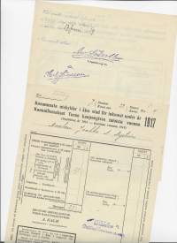 Kunnallismaksut Turun kaupungissa 1917 - 2 kpl erä / leima yrityksistä huolimatta ei saavutettu