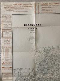 Uudenmaan kartta vuodelta 1906 - Uusimaa -lehden julkaisu
