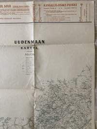Uudenmaan kartta vuodelta 1906 - Uusimaa -lehden julkaisu