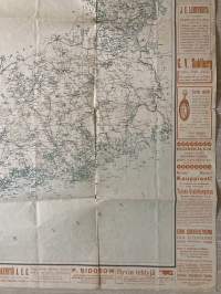 Uudenmaan kartta vuodelta 1906 - Uusimaa -lehden julkaisu