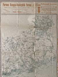 Uudenmaan kartta vuodelta 1906 - Uusimaa -lehden julkaisu
