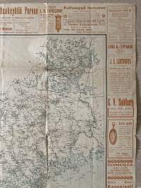 Uudenmaan kartta vuodelta 1906 - Uusimaa -lehden julkaisu