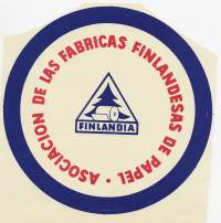 Finlandia Asociacion de las Fabricas Finlandesas de Papel - tuote-etiketti 16 cm  vuodelta 1952