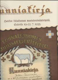 Perttelin Osuusmeijeri 1935-38  - kunniakirja  sign Lyden 1922/ Turun Kivipaino ja Suomal Kirjall Kivipaino yht 2 kpl