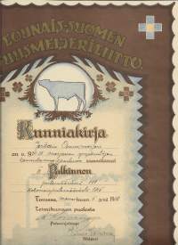 Perttelin Osuusmeijeri 1935-38  - kunniakirja  sign Lyden 1922/ Turun Kivipaino ja Suomal Kirjall Kivipaino yht 2 kpl