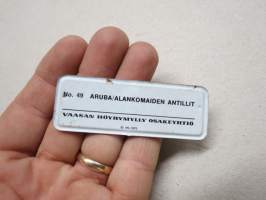 800 A 1968 - Aruba. N.A. - nr 49 / Vaasan Höyrymylly Osakeyhtiö -muropaketin mukana tullut rekisterikilpi -cereal box collectible register plate