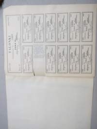 Poke Oy (Polkupyöräkauppiaiden Keskusliike Oy) -Polkupyöräkorjaamo Ajokki sarja B osakkeet nr 13236 1 osake á 1 000 mk, Helsinki 1951 -osakekirja