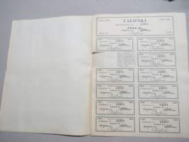 Poke Oy (Polkupyöräkauppiaiden Keskusliike Oy) -Polkupyöräkorjaamo Ajokki sarja B osakkeet nr 13234 1 osake 1 000 mk, Helsinki 1951 -osakekirja