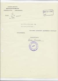 Liedon kunnan  kunnantoimisto Kansanhuoltolautakunta 1941  - firmalomake