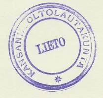 Liedon kunnan  kunnantoimisto Kansanhuoltolautakunta 1941  - firmalomake