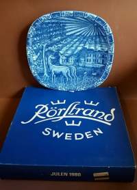 Rörstrandin Joululautanen vuosi 1980. Posliinilautanen, seinälautanen, koristelautanen (Vintage Christmas Plate, Sweden Scandinavian Design, Porcelain)