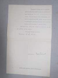 Kouluhallitus 1930 -todistus, allekirjoitus Einar Fieandt