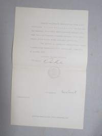 Kouluhallitus 1930 -todistus, allekirjoitus Einari Mantere / Gunnar Sarva