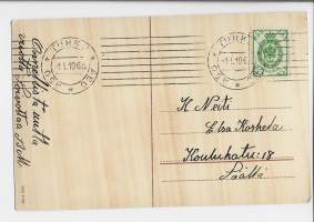 Alppi poika  - postikortti lapsipostikortti uudenvuoden kortti kulkenut 1910
