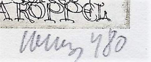 Evald Okas Liina Saar - Ex Libris sign etsaus 11x7 cm
