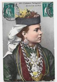 Costume portguezes Portugal - postikortti kansallispukupostikortti  kulkenut 1913