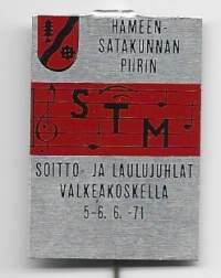 Soitto- ja laulujuhlat Valkeakoskella 1972Työväen Musiikkiliitto pinssi  rintamerkki