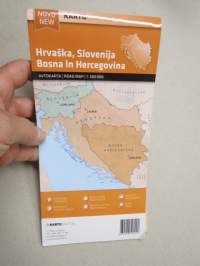 Hrvaska Slovenija, Bosna in Hercegovina - Road Map of Croatia, Slovenia and Bosnia and Herzegovina - Avtokarta 1 : 500 000 -tiekartta
