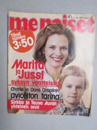 Me Naiset 1977 nr 41, 13.10.1977, Sirkka ja Teuvo Aura, Syysmuotia, Asser Fagerström, Lääkintävoimistelija ammattina, Depressio, Elämää maalla, Eteistilat, ym.