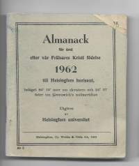 Almanack 1962 -   kalenteri