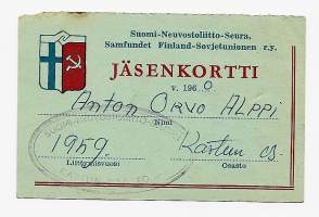 Suomi-Neuvostoliitto-Seura Ry  Jäsenkortti  1960