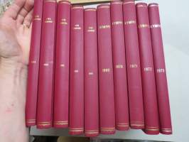 Työn lomassa - Kymppi 1964-1973 sidotut vuosikerrat 10 vuoden jakso - Säästöpankkien asiakaslehti, monipuolinen ja osin hyvinkin populääriaiheinen sisältö