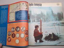 Työn lomassa - Kymppi 1964-1973 sidotut vuosikerrat 10 vuoden jakso - Säästöpankkien asiakaslehti, monipuolinen ja osin hyvinkin populääriaiheinen sisältö