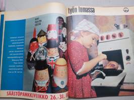 Työn lomassa - Kymppi 1964-1973 sidotut vuosikerrat 10 vuoden jakso - Säästöpankkien asiakaslehti, monipuolinen ja osin hyvinkin populääriaiheinen sisältö