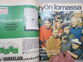 Työn lomassa - Kymppi 1964-1973 sidotut vuosikerrat 10 vuoden jakso - Säästöpankkien asiakaslehti, monipuolinen ja osin hyvinkin populääriaiheinen sisältö