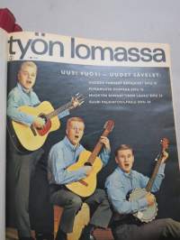 Työn lomassa - Kymppi 1964-1973 sidotut vuosikerrat 10 vuoden jakso - Säästöpankkien asiakaslehti, monipuolinen ja osin hyvinkin populääriaiheinen sisältö