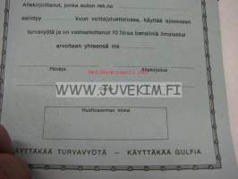 Gulf turvavyökampanjan arvontavoitto - Bensiinilahjakortti 10 litraa nr 6794