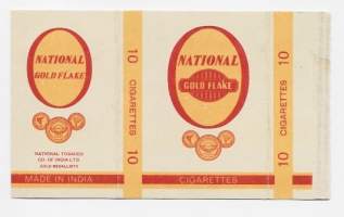 National gold Flake  -  tupakka-aski saumoista avattu tupakkaetiketti