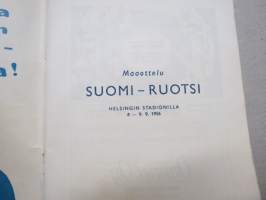Suomi-Ruotsi yleisurheilumaaottelu 1956 -käsiohjelma / program book Finland-Sverige landskamp