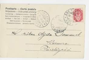 Hiljaa soudellen - postikortti kulkenut 1905