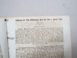 Åbo Tidningar 1833 nr 45, Onsdagen den 1. Mai, innehåller bl. a. följande artikel / annonser; Studerande Anders Gustaf Enehjelm död i Helsingfors, Brukspatronen