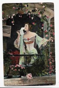 Suudelmin suljetut - postikortti kulkenut 1910