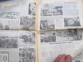 Koneviesti 1958 nr 15, 13.8.1958, Maaseudun sähköistäminen, Salon puimurinäytös, Fiat 411 R, Fiat näyttelyvaunu Pielavedellä, Lypsykoneita, Perunannostokoneita...