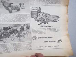 Koneviesti 1958 nr 15, 13.8.1958, Maaseudun sähköistäminen, Salon puimurinäytös, Fiat 411 R, Fiat näyttelyvaunu Pielavedellä, Lypsykoneita, Perunannostokoneita...