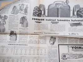 Koneviesti 1958 nr 15, 13.8.1958, Maaseudun sähköistäminen, Salon puimurinäytös, Fiat 411 R, Fiat näyttelyvaunu Pielavedellä, Lypsykoneita, Perunannostokoneita...